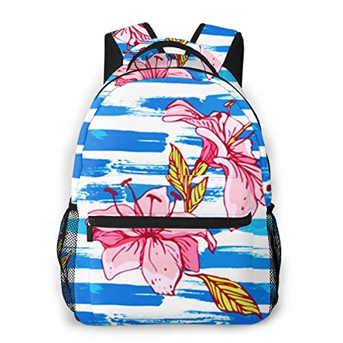 Mochilas Escolares, Flor de Lirios Tigres a Rayas Mochila Hombre Mujer Casual Mochila para Portatil 14 Pulgadas Mochila Universidad Resistente Mochila Instituto