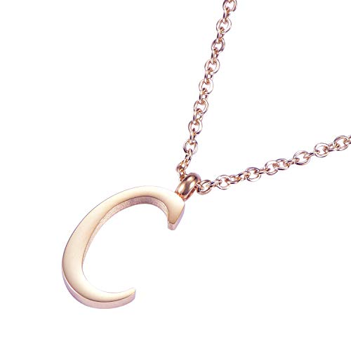 Morella Collar de Oro Rosa y Acero Inoxidable con Colgante Letra C