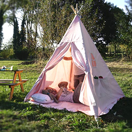 Moritz & Moritz Tipi Infantil - Tippy Tienda Infantil - Tipi para Niños - Tipi Indio para Niños con Cubierta de Suelo y Ventana - para Casa y Jardín (Rosa)