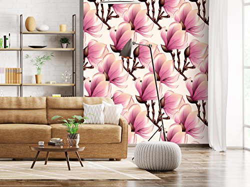 murando Papel Pintado autoadhesivo 10 m Flores Magnolia Fotomurales Decoración de Pared Murales Pegatina decorativos adhesivos 3d panel moderna de Diseno Fotográfico violett beige b-B-0314-j-a