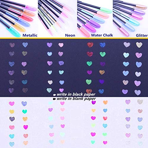 Mutsitaz 48 Colores Bolígrafos de Gel, bolis colores, incluye purpurina, metálico, neón y clásicos, para scrapbooking, colorear, dibujar y artesanal