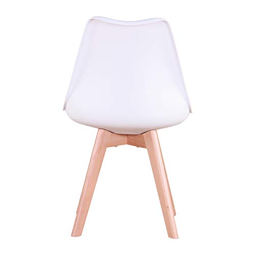 N / A Conjunto de 4 sillas, Silla de Comedor, Silla de tulipán de Estilo nórdico, Adecuada para Sala de Estar, Comedor (Blanco)