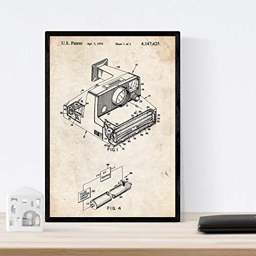 Nacnic Vintage - Pack de 4 Láminas con Patentes de Fotografía. Set de Posters con inventos y Patentes Antiguas. Elije el Color Que Más te guste. Impreso en Papel de 250 Gramos