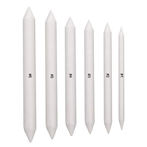 NATUCE Difuminos y Tortillones de Mezcla set, 6 Piezas Difuminos de Papel, Tortillions para Estudiantes Artistas Boceto Dibujo