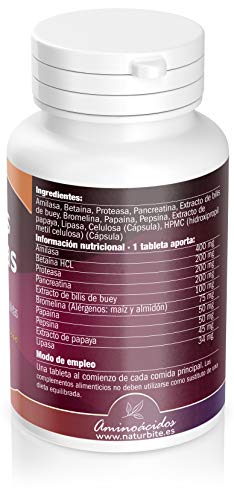 Naturbite Enzimas Digestivas - 60 Tabletas, 58 g