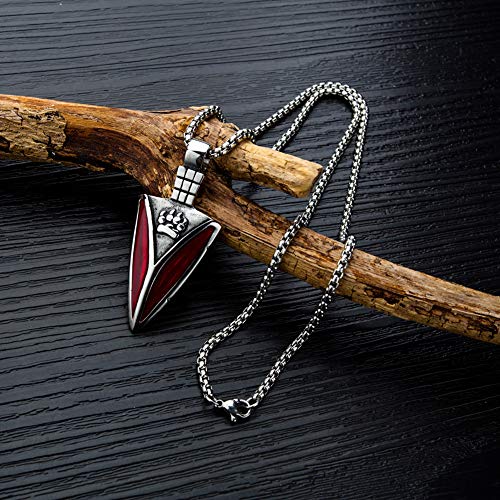 NICEWL Viking Bear Paw Spear Head Colgante Hombres Collar,Odin Gungnir Bear Claw Pagan Charm Amuleto,Mitología Nórdica Joyería Escandinava,Rojo