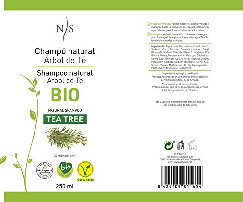 Nirvana Spa Champú Natural Árbol de Té, 250 ml, Pack de 1