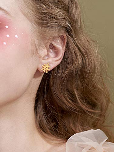 Nkjbuvt Ganso Fresco Flor De Margarita Amarilla Linda Pequeña Flor S925 Pendientes De Plata Esterlina Pendientes Literarios Femeninos