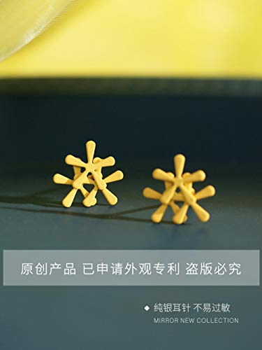 Nkjbuvt Ganso Fresco Flor De Margarita Amarilla Linda Pequeña Flor S925 Pendientes De Plata Esterlina Pendientes Literarios Femeninos