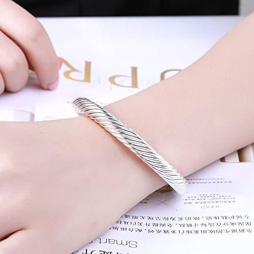 NOBRAND Original 925 Pulseras de Plata Mujeres Cuerda torcida Forma Redonda Pulsera de Cadena de Plata para Mujeres Marcas Regalo Venta al por Mayor envío Gratuito