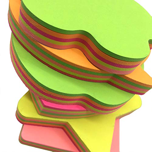 Notas autoadhesivas,autocollants amovibles - 6 plaquettes par paquet - 100 feuilles par Pad -Per Pad 4 couleurs - Paquet 6 formes différentes à l'intérieur-76mm x 76 mm