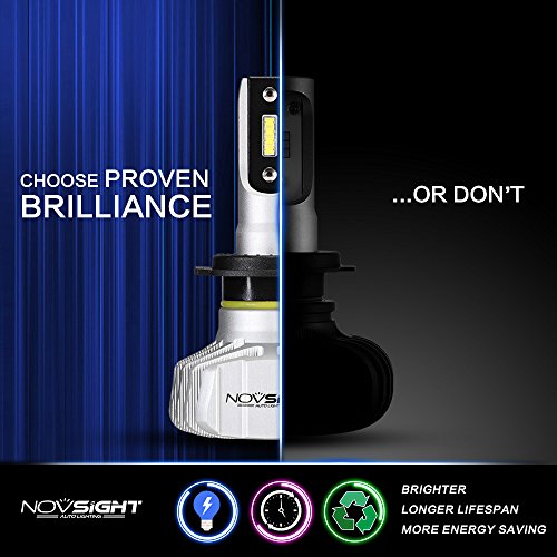NOVSIGHT H7 Faros Delanteros Bombillas LED 50 W 10000LM 6500K Super Brillante Lámpara de Luces Blancas Frías para Coches, Vehículos, IP68 Impermeable (2 Piezas)