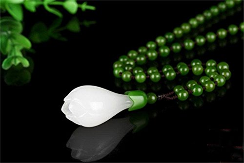 Nuevo señorías colgante de flor de magnolia Natural verde Jade perlas collar