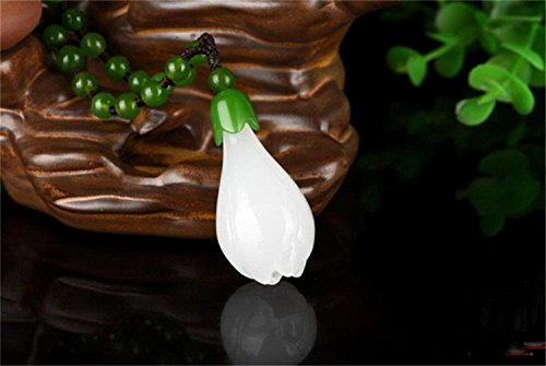 Nuevo señorías colgante de flor de magnolia Natural verde Jade perlas collar
