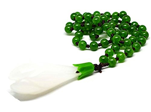Nuevo señorías colgante de flor de magnolia Natural verde Jade perlas collar