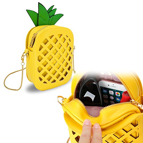 OFKPO Bolsa de Hombro Bolsa de Mensajero, Forma de Piña en Forma de Bolso de Hombro único, Amarillo