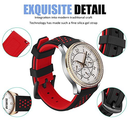 OLLREAR Silicona Correa Reloj Recambios Correa Relojes Caucho Suave - 12 Colors & 4 Sizes - 6 Colors & 4 Sizes - 20mm, 22mm, 24mm, 26mm (26mm, Red)