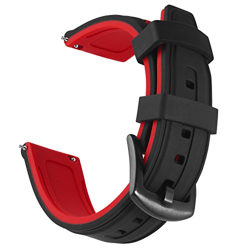 OLLREAR Silicona Correa Reloj Recambios Correa Relojes Caucho Suave - 12 Colors & 4 Sizes - 6 Colors & 4 Sizes - 20mm, 22mm, 24mm, 26mm (26mm, Red)