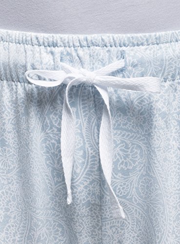 oodji Ultra Mujer Pantalones Estampados de Estar por Casa, Azul, ES 38 / S
