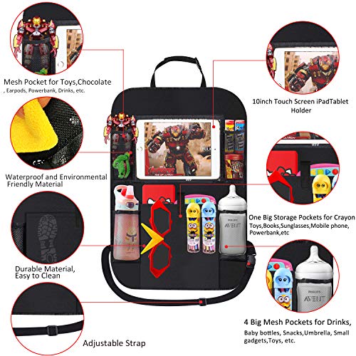 Organizadores para Coche, OKEECA Pack de 2 Kick Mats de Coche Organizador para Asientos de Coche, Universal Multi-Bolsillo Protector Trasero del Asiento de Coche para Niños