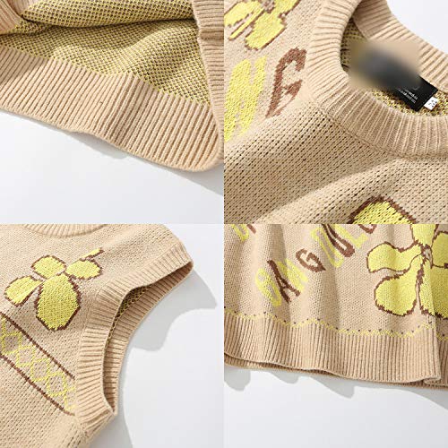 Outwears 95% Algodón Vintage Knit Chaleco Hombres Suéteres Flor Impresión Marrón Otoño 2020 Jacquard Sin Mangas Jumper Corea Ropa