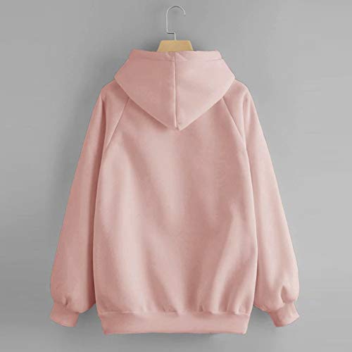 Overdose Las Mujeres De OtoñO De Manga Larga CáLida Delgada Sudadera Bolsillos con Cremallera Sport con Capucha Casual Blusa SeñOra Tops Sudadera con Capucha Superior (Medium, Rosa)