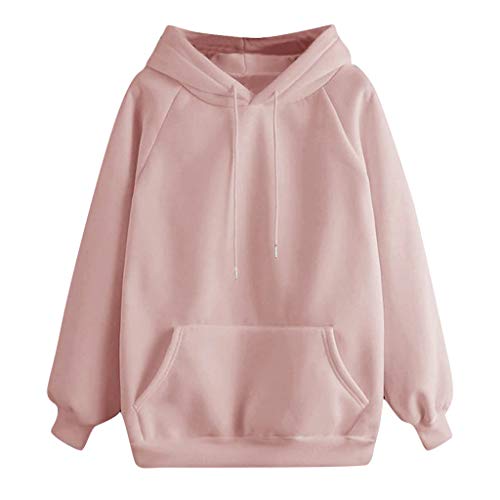 Overdose Las Mujeres De OtoñO De Manga Larga CáLida Delgada Sudadera Bolsillos con Cremallera Sport con Capucha Casual Blusa SeñOra Tops Sudadera con Capucha Superior (Medium, Rosa)