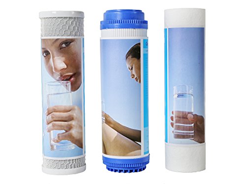 Pack 3 Filtros Ósmosis Inversa, Filtro Ósmosis 3 etapas, Estándar, Profesional, Garantizado, Compatible con Todos los Sistemas de ósmosis con Vasos del Mercado