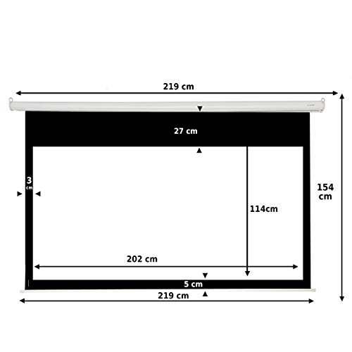 Pantalla de proyeccion Manual Luxscreen 92" Pulgadas, Formato panorámico, área Visible Blanca 202 x 114cm , cajetín de 2,16 Metros