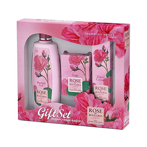 Paquete de Regalo - Gel de Ducha, Jabón Natural, Crema de Manos - Rosa de Bulgaria