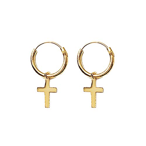 Pareja de pendientes NKlaus Cruz Celta Creoles Gótico Celta Bali bañado en oro 12mm 5070