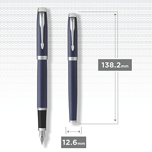 PARKER IM, pluma estilográfica azul mate, con plumín fino y recambio de tinta azul (1931647)