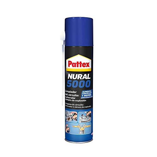 Pattex Nural 5000 Limpiador de circuito: carburador y cámara de explosión, limpia motores para economizar la gasolina y el aceite, limpiador de carburador, 1 x 300 ml