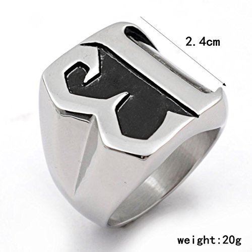 PAURO Hombre No.13 Club Motos Biker Anillo Plata Negra Tamaño 19
