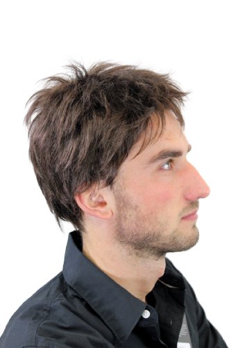 Peluca masculina, para hombre, corto, juvenil, color castaño, deportivo, estilo bravo erizado, bien estiloso, moderno, informal, cardado, nuevo GFW1169-6