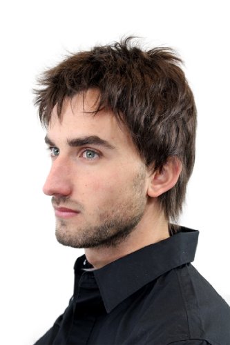 Peluca masculina, para hombre, corto, juvenil, color castaño, deportivo, estilo bravo erizado, bien estiloso, moderno, informal, cardado, nuevo GFW1169-6