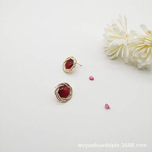 Pendiente Mujer, Pendientes hermosos Pendientes de ópalo de granada roja femenina En nombre de las chicas francesas retro Pendientes de estilo de corte Regalo de cumpleaños de fiesta de boda femenina