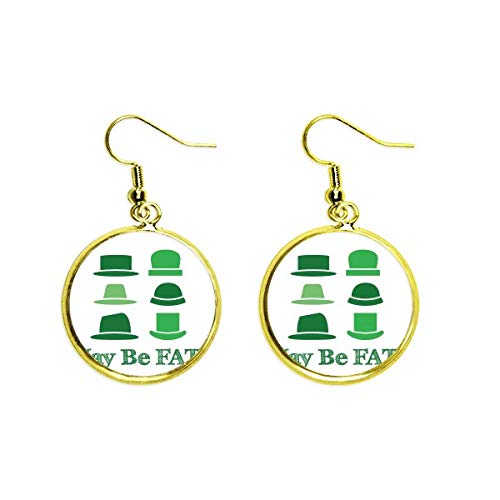 Pendientes colgantes de gota de oro con diseño de sombrero chino de chiste chino