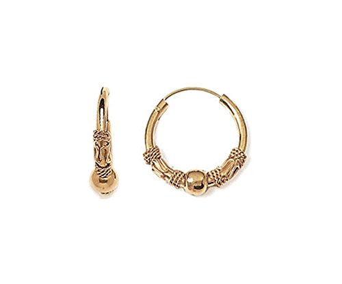 Pendientes de aro de Bali, plata, 12 mm de diámetro