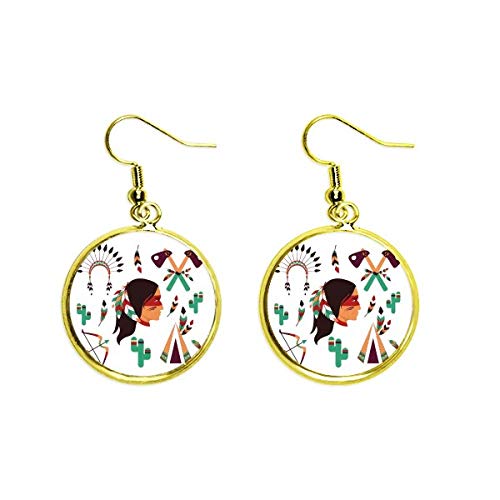 Pendientes de oro de la gota de oro de la tribu de la India tradicional americana