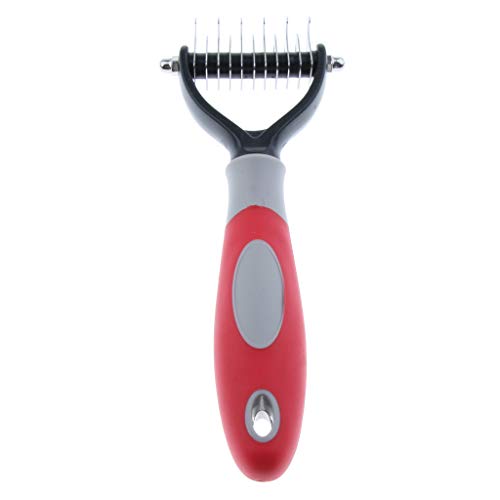PETSOLA Pet Dog Cat Puppy Deshedding Rake Comb Peine Peluquería Animal Animal Brush - Amarillo - Rojo