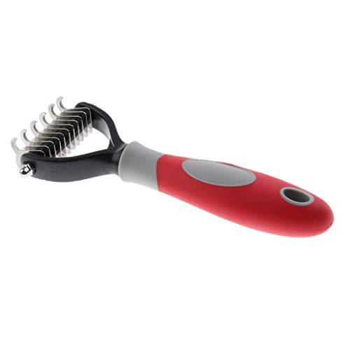 PETSOLA Pet Dog Cat Puppy Deshedding Rake Comb Peine Peluquería Animal Animal Brush - Amarillo - Rojo