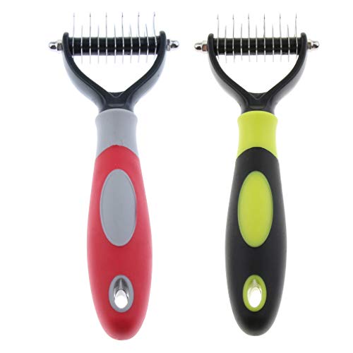 PETSOLA Pet Dog Cat Puppy Deshedding Rake Comb Peine Peluquería Animal Animal Brush - Amarillo - Rojo