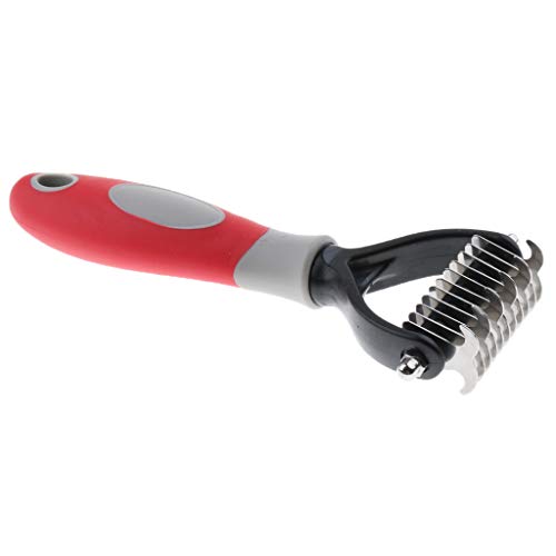 PETSOLA Pet Dog Cat Puppy Deshedding Rake Comb Peine Peluquería Animal Animal Brush - Amarillo - Rojo