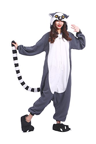 Pijamas Animal Disfraces Pijama Una Pieza Adulto Cosplay Anime Onesie Mujer Hombre Lémur