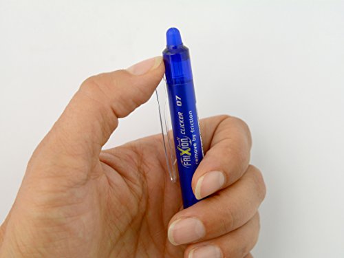 Pilot FriXion Clicker - Bolígrafo roller de gel de tinta borrable (3 unidades), color negro, rojo y azul