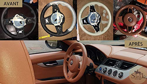 PINTURA piel/cuero/vinilo – 12 colores proposées – Entrevista para asiento y volante de coche, sofá, zapatos, chaqueta y otros ropa 125 ml NEGRO - Ral 9005