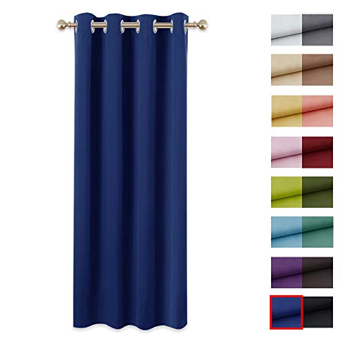 PONY DANCE Cortinas Largas Opacas Azules -Térmicas Aislantes Frío Calor Ruido Luz Rayos para Salón, Dormitorios, Cocina, baños, 1 Unidad, 140 x 240 cm, Azul