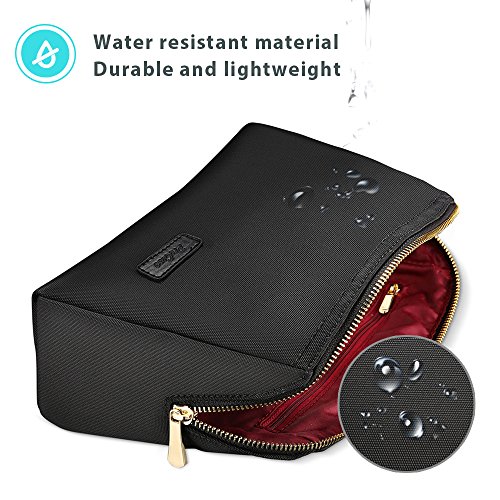 ProCase Estuches de Maquillaje Bolsa de Cosméticos, Bolsa de Maquillaje Viaje Bolsa de Almacenamiento para Mujeres Cuidado de la Piel Limpiador Facial y Artículos de Belleza -Grande, Negro