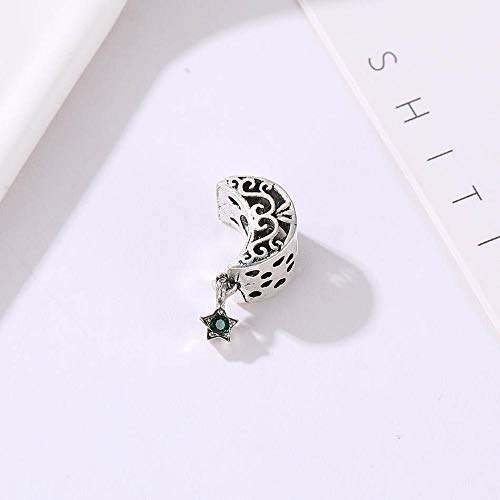 Pulsera Charms Abalorios Aleación De Cuentas Calado Luna Y Estrella Buenas Noches Con Cristal Encanto Para Mujeres Pulsera Brazalete Para Mujeres Diy Colgantes Finos Adolescentes Diy